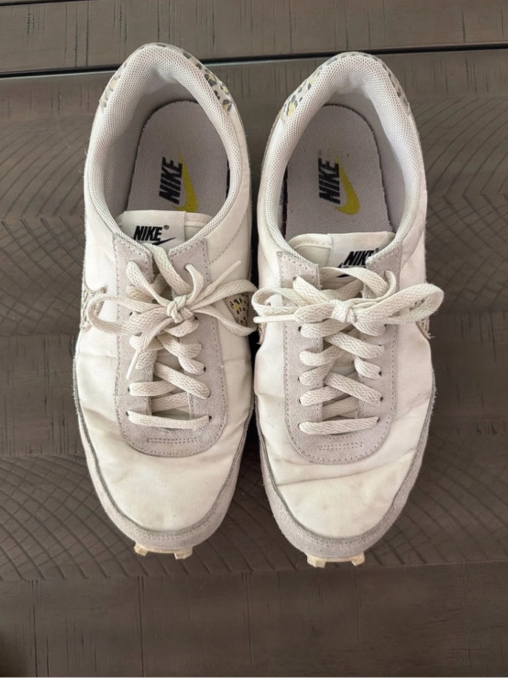 Nike Women's Off-White and Light Gray Classic Sneakers